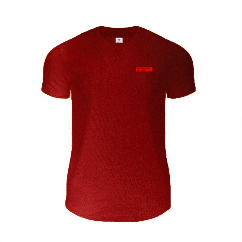 Muscleguys Herenmode Casual katoenen T-shirt met korte mouwen Sport Fitness Zomer Ademende halve mouw XXL bordeaux
