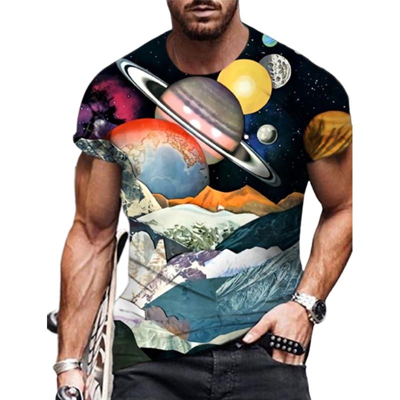 Happy Show Nieuwe zomer herenmode T-shirt persoonlijkheid sprankelende Starlight bedrukte heren T-shirt top 8XL geel