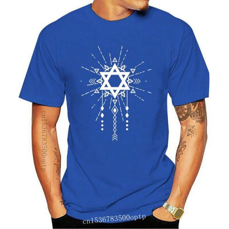 Nihao Nieuwe mannen Davidster Israël Jeruzalem Joodse t-shirt Ontwerpen Korte Mouw S-3xl Standaard Leuke Building Lente Unieke shir XXL