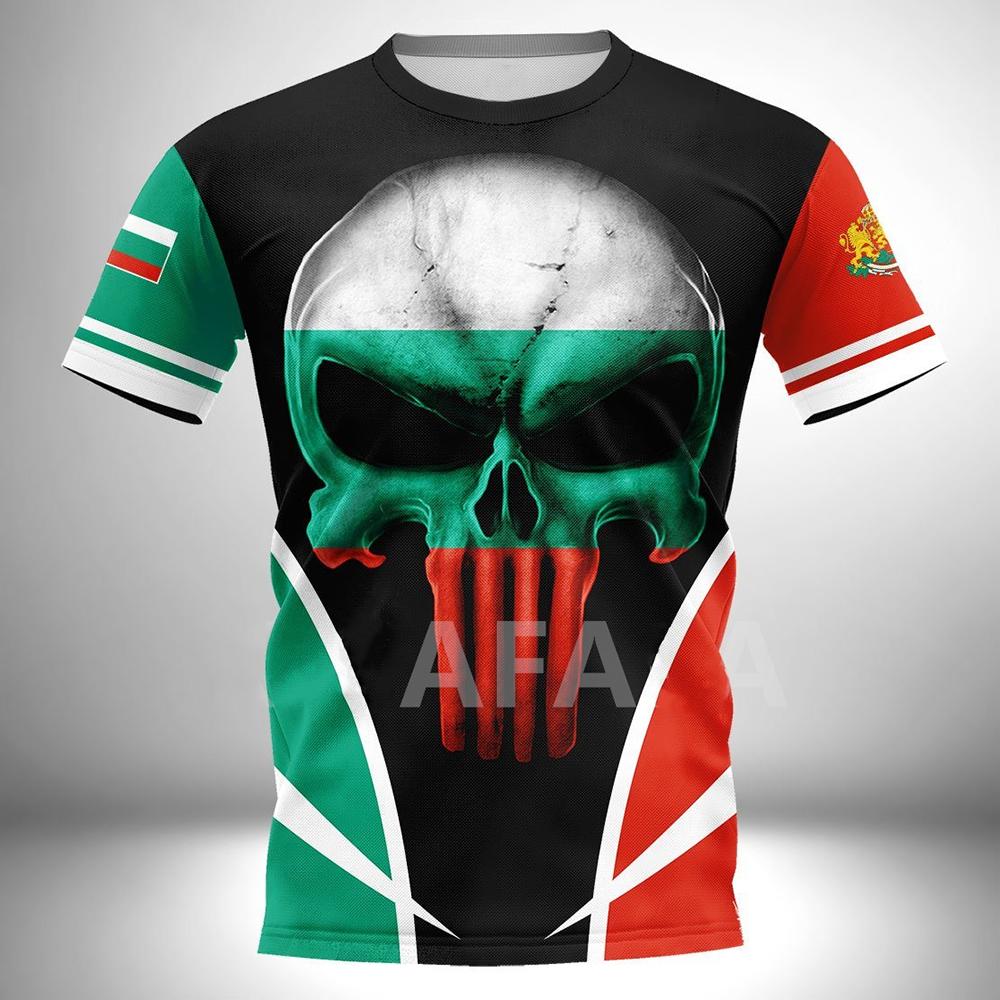 TIP723 Bulgarije Heren T-shirt Nationaal Embleem 3D Print Zomer Ronde Hals Korte Mouw Top Casual T-shirt Oversized Herenkleding M