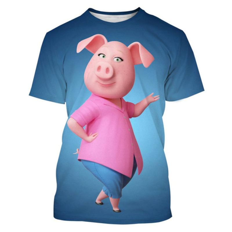 Xiao Xiang Zomer Grappig Varken Dier 3d Print T-shirt Voor Heren T-shirts Korte Mouw Oversized Tops Mode Casual Kleding Streetwear S