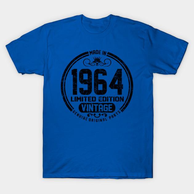 YSM Cotton Tshirt Heren 3D Gemaakt In 1964 Limited Edition Vintage Echte Origi Bedrukte T-shirts Casual Grafische Tees Korte Mouw Tops 2XL blauw