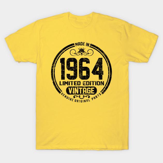 YSM Cotton Tshirt Heren 3D Gemaakt In 1964 Limited Edition Vintage Echte Origi Bedrukte T-shirts Casual Grafische Tees Korte Mouw Tops 4XL geel