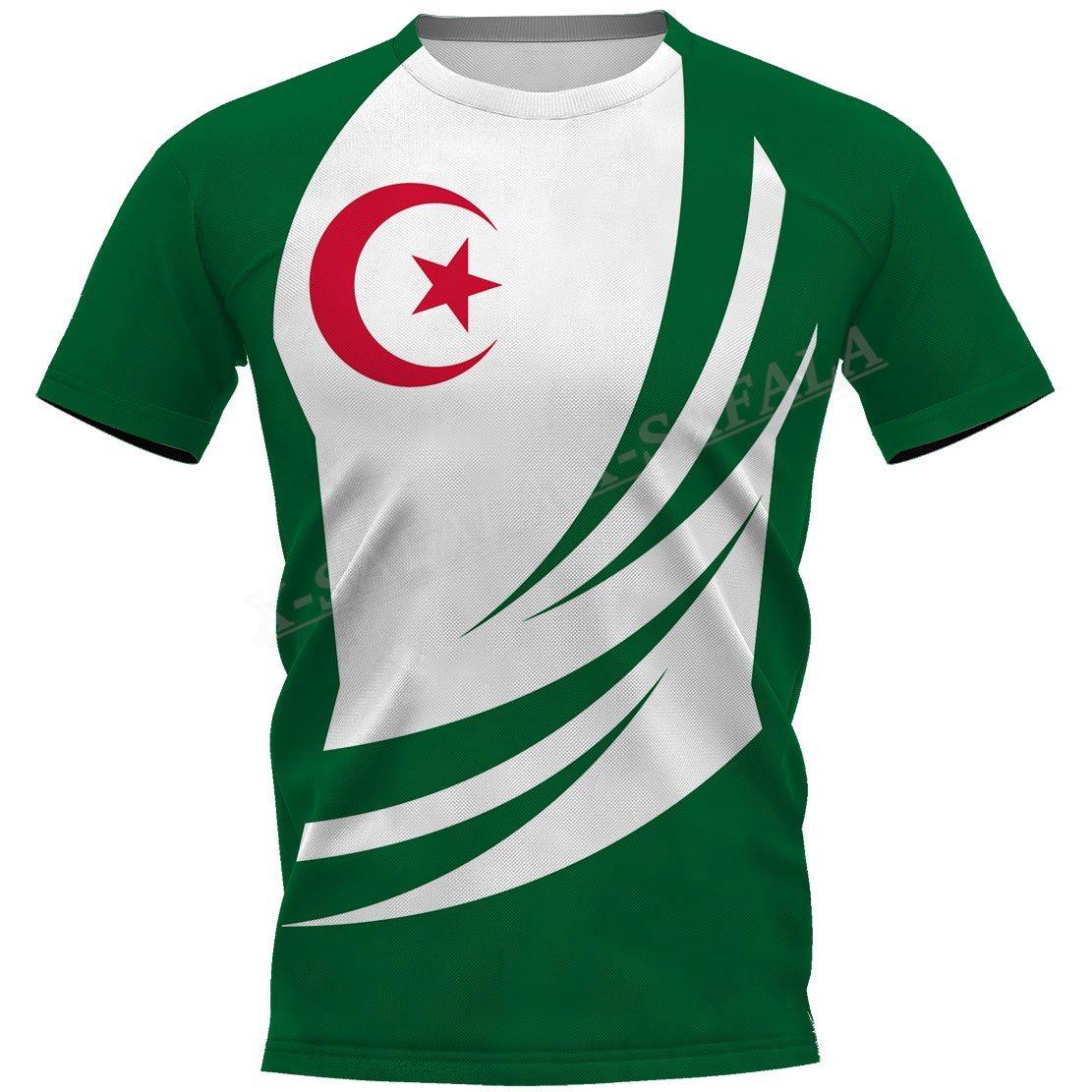 ETST 07 Algerije Land Vlag 3D Print T-shirt Korte Combo Strandset Heren Zomer Korte Mouw Casual Heren T-shirt BoardShorts Set S