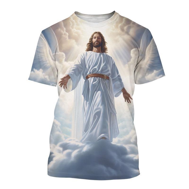 ETST 007 Jezus 3D bedrukt T-shirt Herenmode Casual Korte mouwen Ronde hals T-shirt Christelijke God Zomer Oversized Tops Tees Kleding 5XL