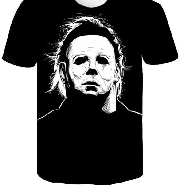 ETST 011 Halloween Michael Myers 3D-geprint T-shirt Heren Dames Zomer Mode Casual Korte Mouw Cool T-shirt Streetwear Oversized Tops XL