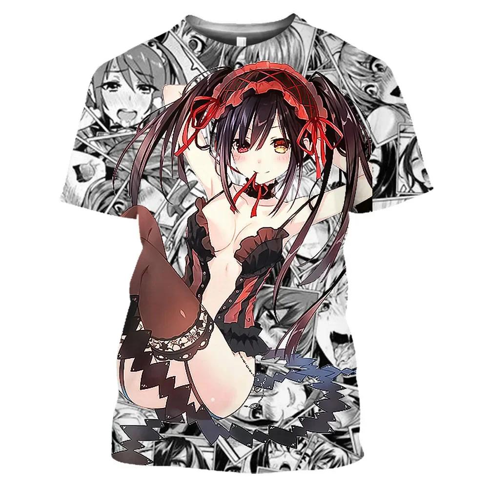 ETST WENDY 05 Mangas Date A Live Tokisaki Kurumi Sexy Girls Otaku Grafische 3D T-shirts Anime Korte Mouw Harajuku Shirt voor Heren Tees Tops XL