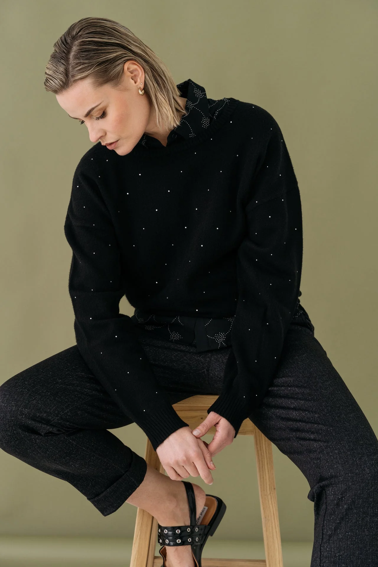 Maicazz Fa25.70.222 pepita sweater black