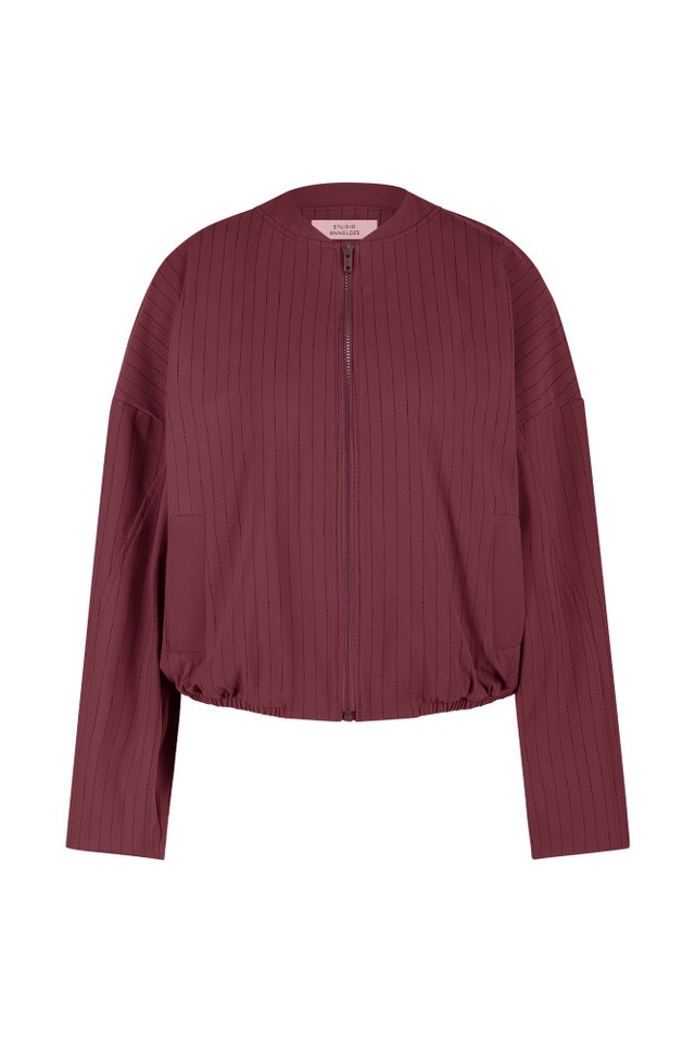 Studio Anneloes Storm stripe bomber jacket bordeaux