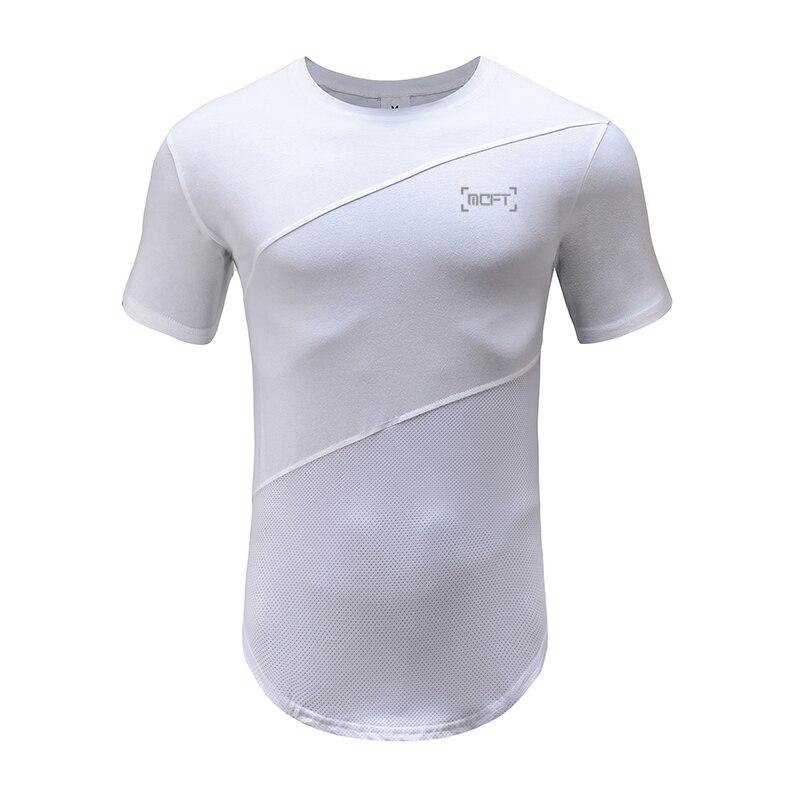 Muscleguys heren nieuwe frisse en ademende tops patchwork katoen en mesh t-shirt fitness bodybuilding korte mouwen tranning kleding XXL wit
