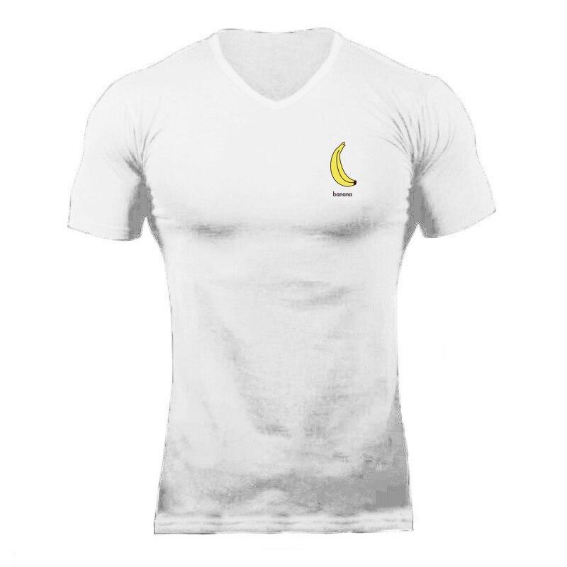 Muscleguys Jeugd Populaire knappe Korte mouwen Casual V-hals heren T-shirt Zomer Comfortabele Bodybuilding Print Top sportkleding XXL wit