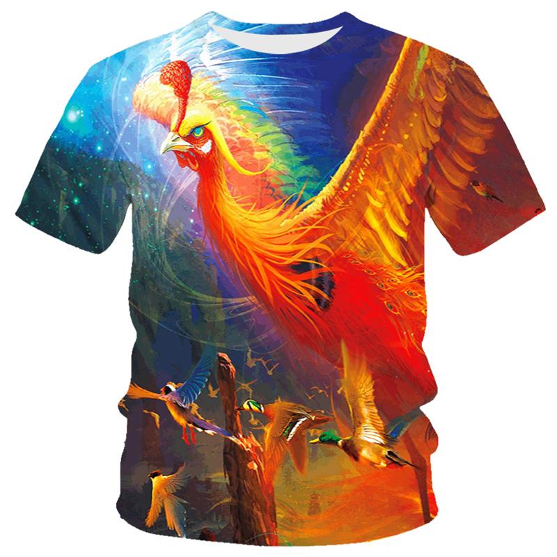 Xr 01 Mode Zomer Eagle En Vlam Phoenix Dier 3d Gedrukte T-shirt Voor mannen T-shirt O'neck Korte Mouw oversized T-shirt Top Hot L