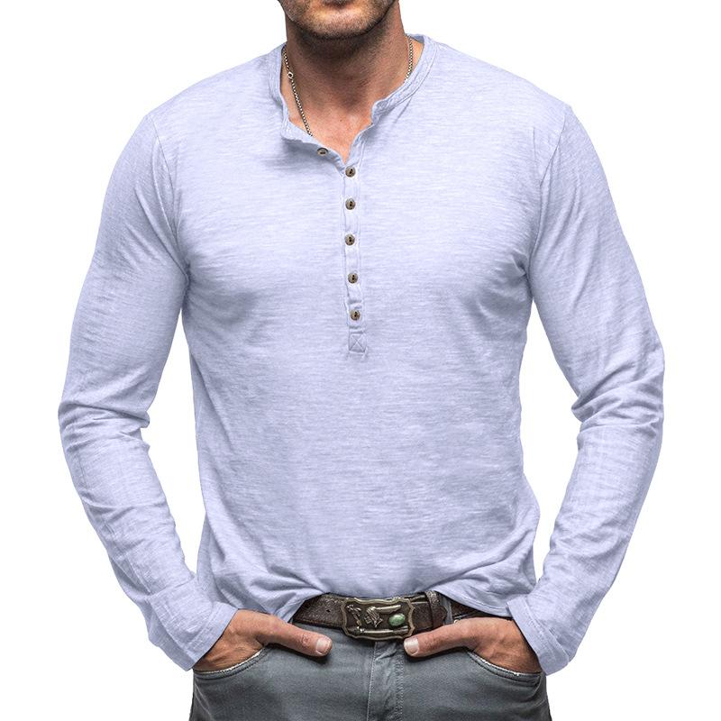 Phoca largha Heren Slim Lange Mouw Henley Shirts Casual Effen Stretch Basic Tops Ondergoed Knoop T-shirts Atletische Training Vochtafvoerend T-shirt voor Mannen XXL wit