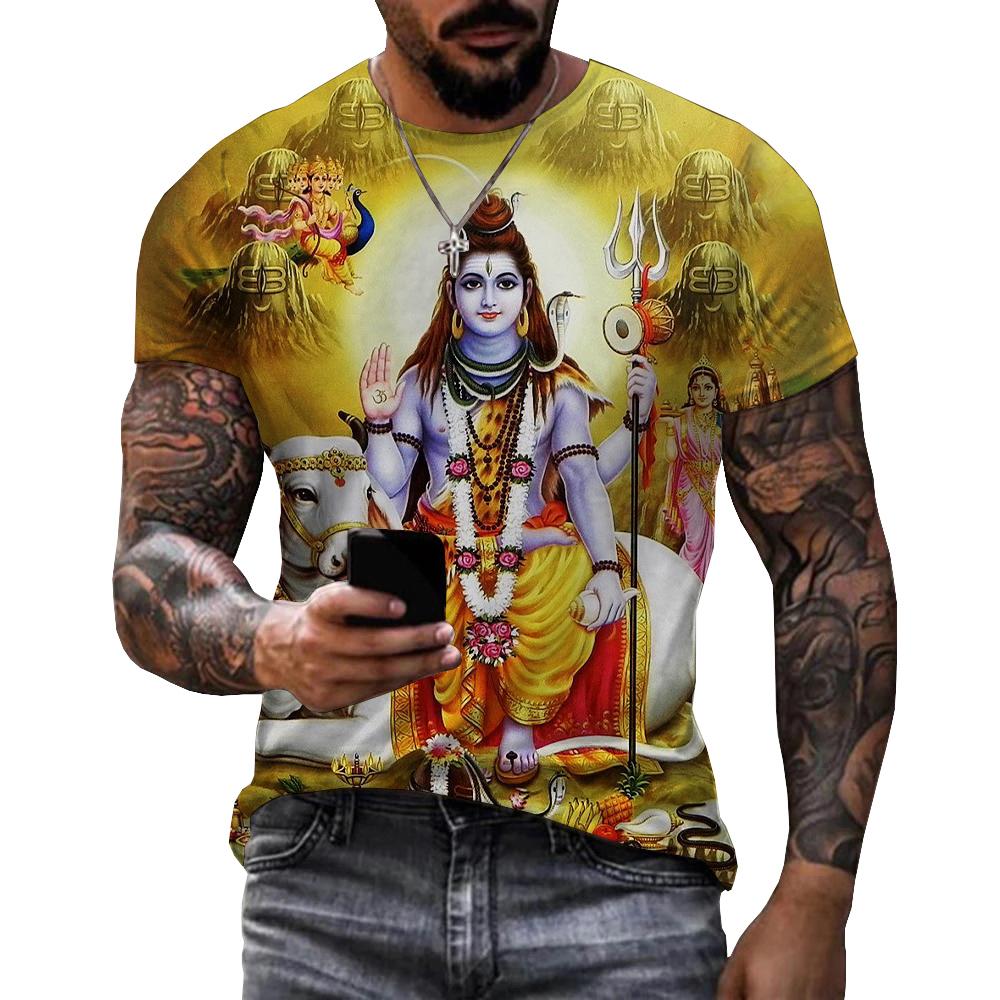 Chengyu Hindoe God Heer Shiva 3D Print T-shirts Hindoeïsme Vishnu Mannen Vrouwen Mode Oversized Korte Mouw T-shirt Kinderen T-shirts Tops Kleding M