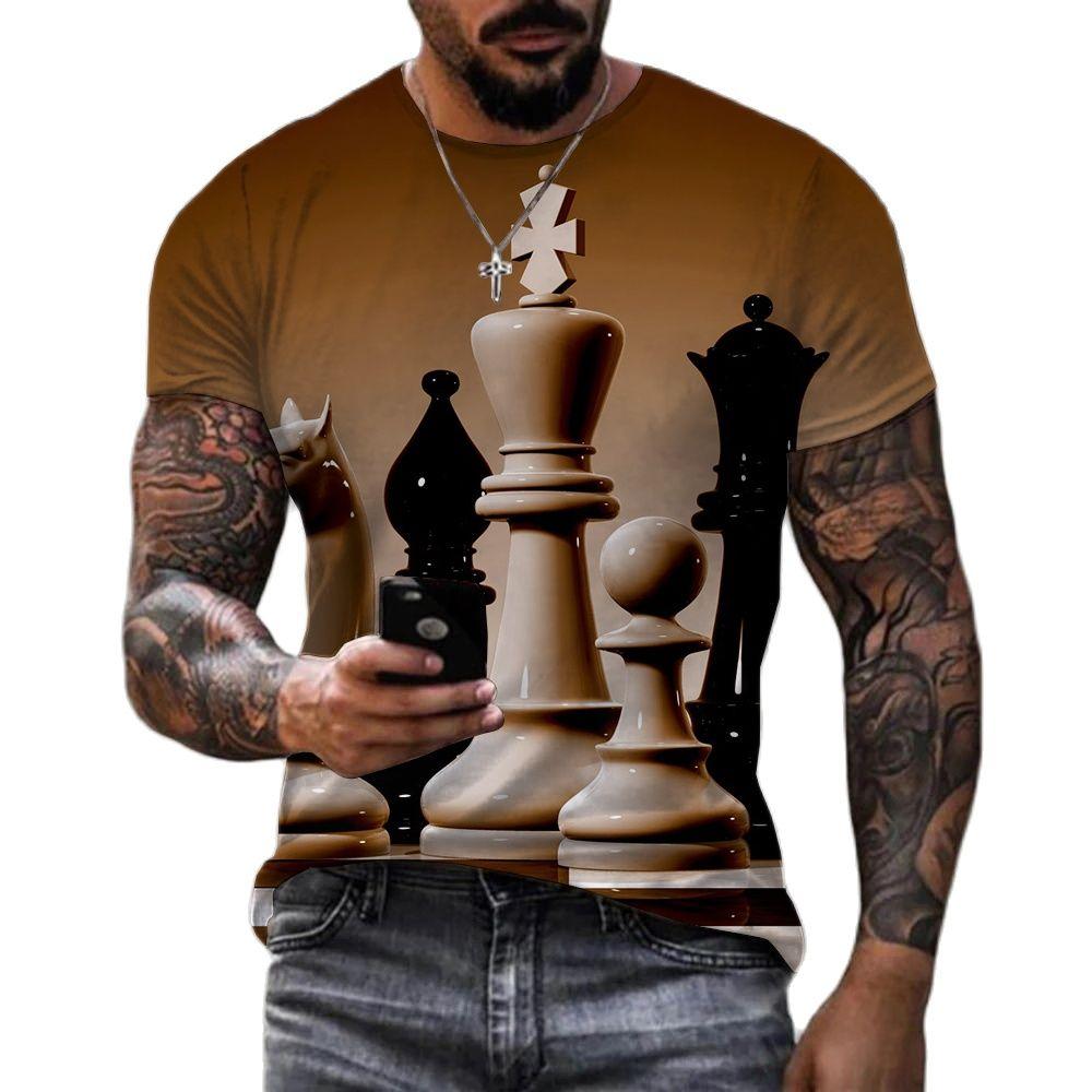 ETST WENDY 005 Grappige Schaak Schaakbord Zwart-Wit 3D Print Heren T-shirts Zomer Harajuku Casual Streetwear T-shirts Unisex Oversized Kleding 2XL