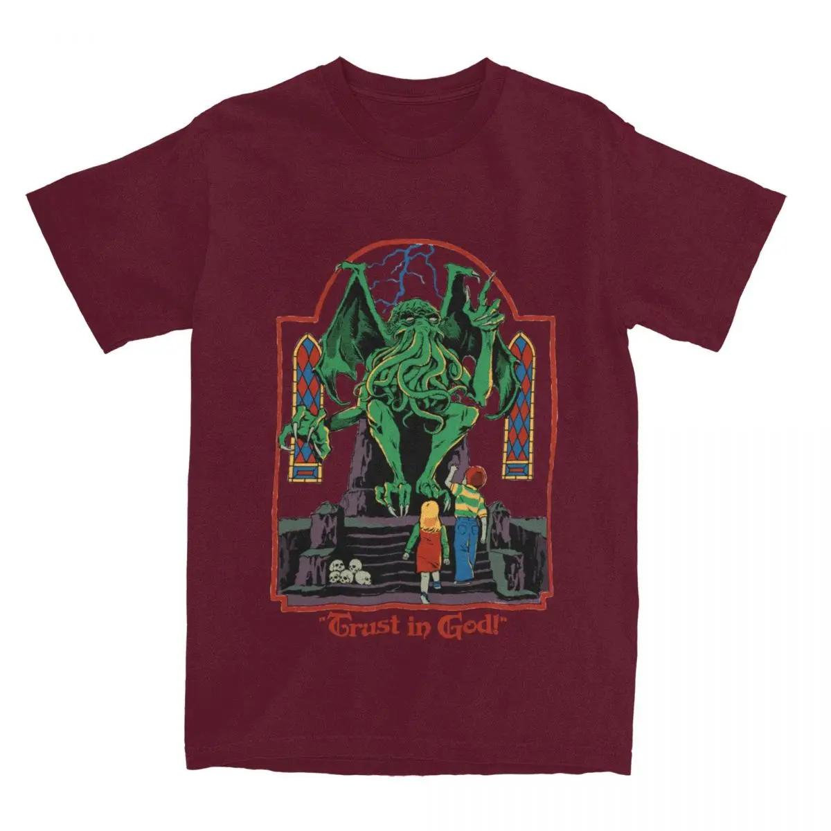 ETST 011 Vertrouw op God T-shirts voor mannen Nieuwigheid T-shirt Halloween Retro Cthulhu Lovecraft Occult T-shirt Korte mouw Kleding 6XL