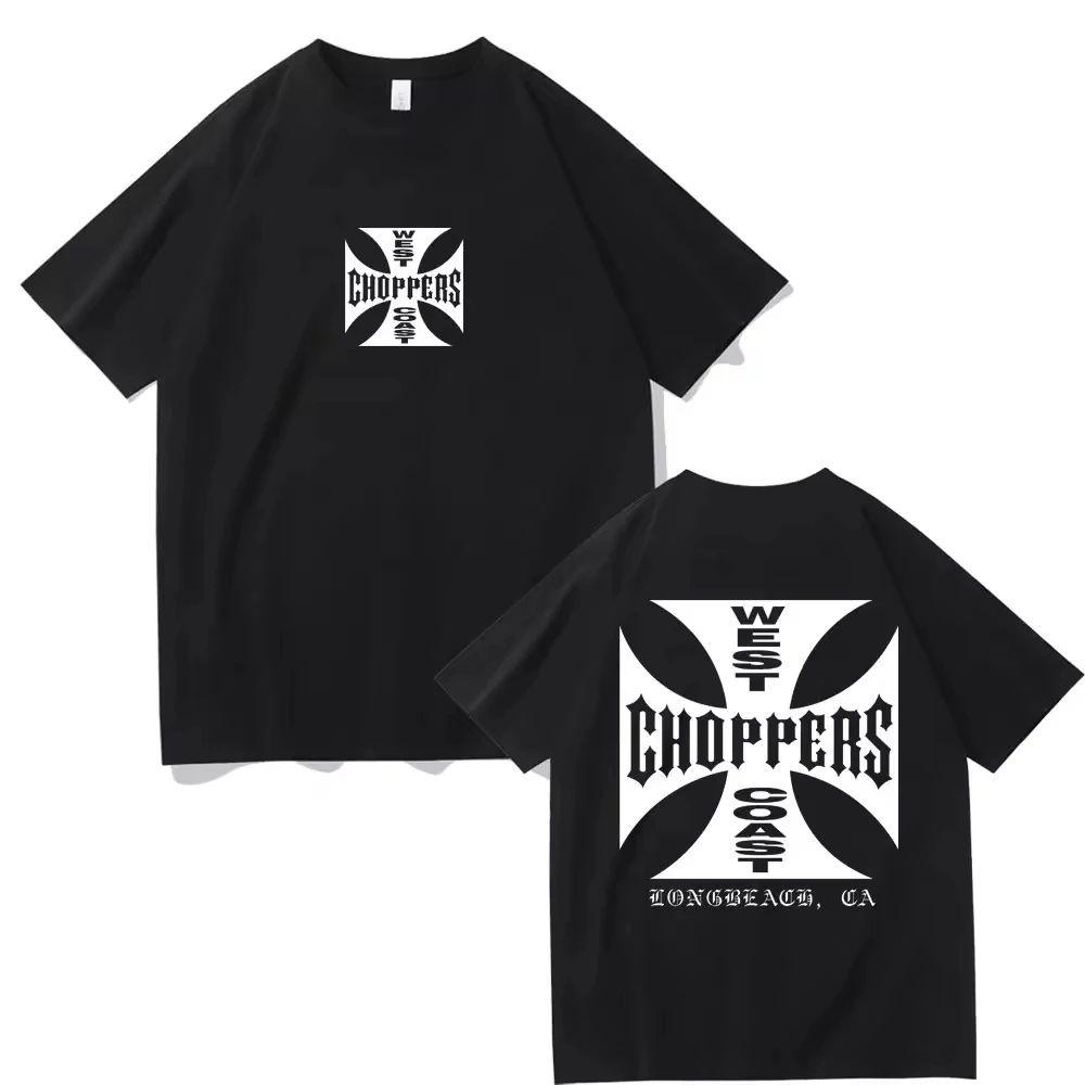 Our T-shirts West Coast Choppers Cross Frame Print T-shirt Mannelijke Hip Hop Streetwear Oversized T-shirts Mode T-shirts Heren Fleece Korte Mouw M