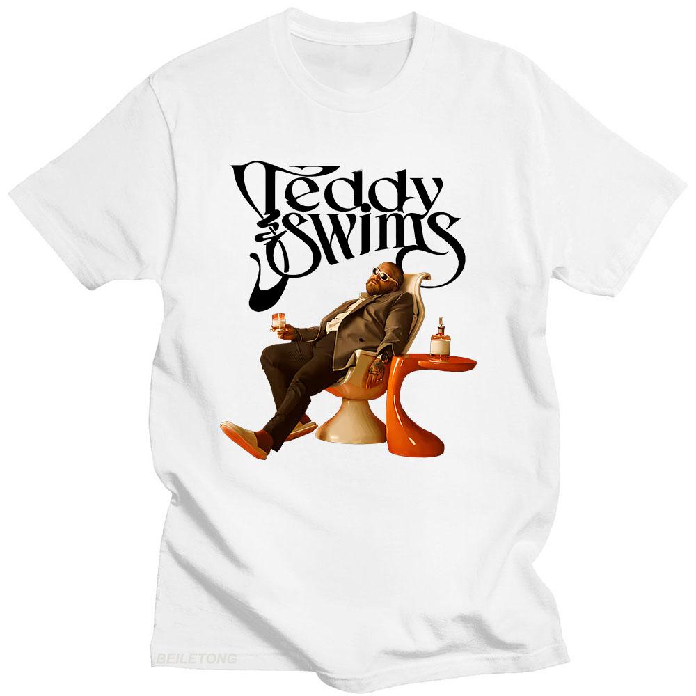 Trendy discount Teddy Swims T-shirt O-hals Grunge T-shirt Korte Mouw Hip Hop Katoen T-shirt Grafische Print Vintage Kleding XXL