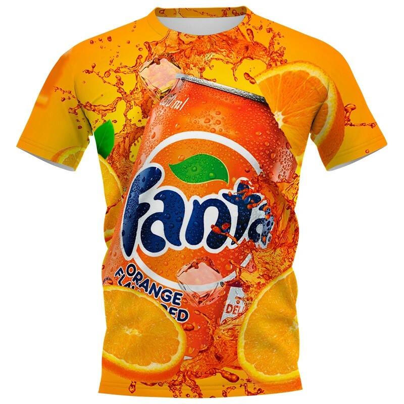 Huiteng Mode Cool Geel T-shirt Fanta drank Bier 3D Geprinte Stijl Casual Sneldrogend T-shirt Ronde Hals heren Tops M