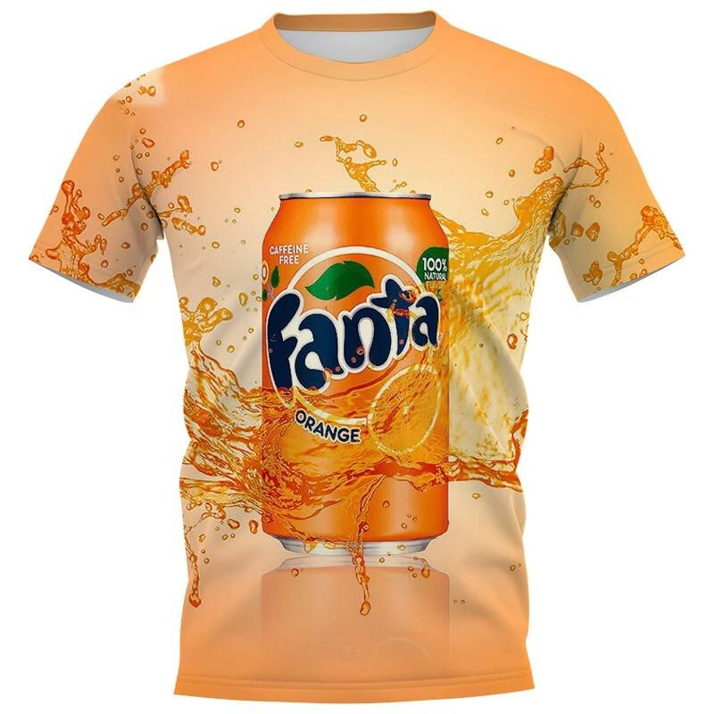 Huiteng Mode Cool Geel T-shirt Fanta drank Bier 3D Geprinte Stijl Casual Sneldrogend T-shirt Ronde Hals heren Tops L