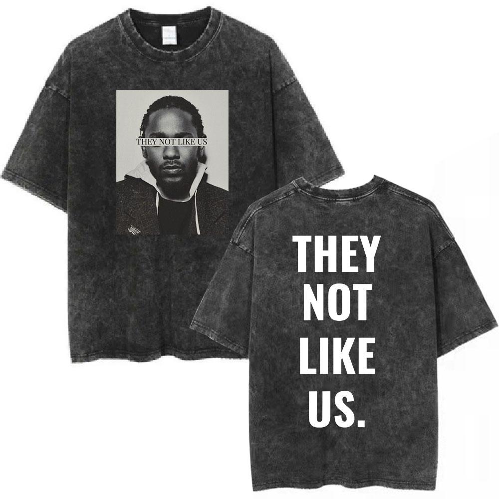 Couple short sleeved T-shirt Rapper Kendrick Lamar Mosterd Vintage Gewassen T-shirts Korte Mouw T-shirt Heren Casual Katoenen Oversized T-shirt S