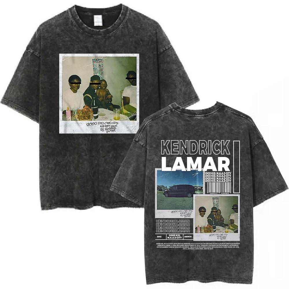 Couple short sleeved T-shirt Rapper Kendrick Lamar Mosterd Vintage Gewassen T-shirts Korte Mouw T-shirt Heren Casual Katoenen Oversized T-shirt XL