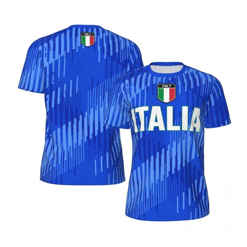 ETST 006 Italia Flag 3D Printed Jersey Summer Fashion Short Sleeve Casual Mens Sports T Shirt Quick Dry Breathable Football T-shirts M
