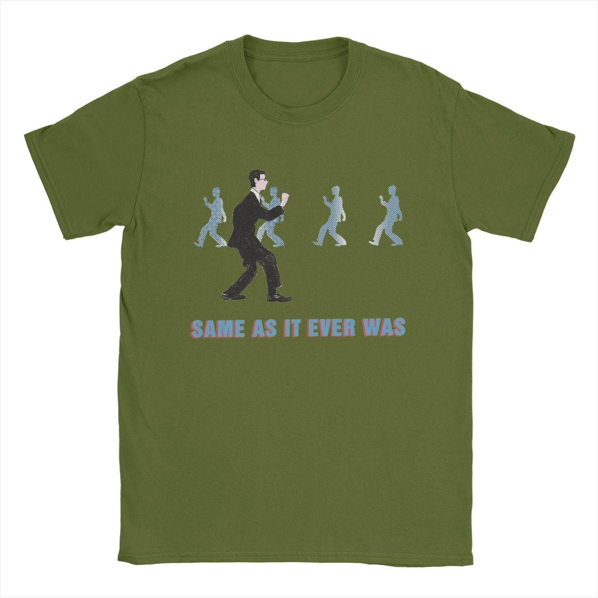 Comfortable season Talking Heads Same As It Ever Was T-shirts Heren Vintage Katoenen T-shirt Ronde Hals Korte Mouw T-shirts Partykleding M legergroene kleur
