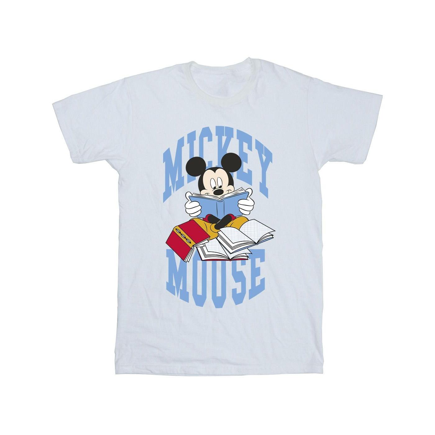 Disney Mens Mickey Mouse Reading Books Cotton T-Shirt M wit