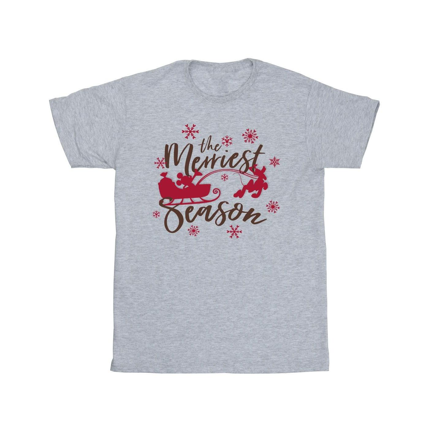 Disney Mens Mickey Mouse Sleigh T-Shirt M grijs