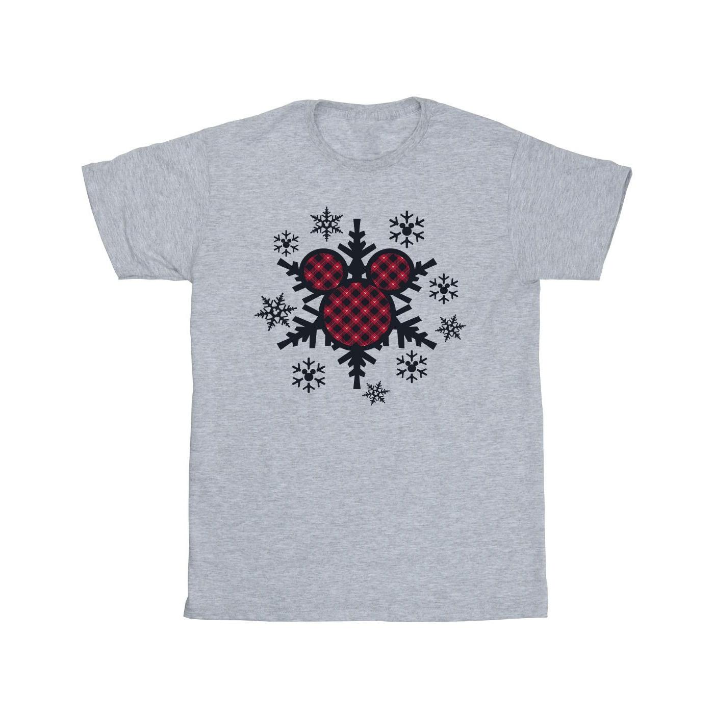Disney Mens Mickey Mouse Gingham Snowflakes T-Shirt L