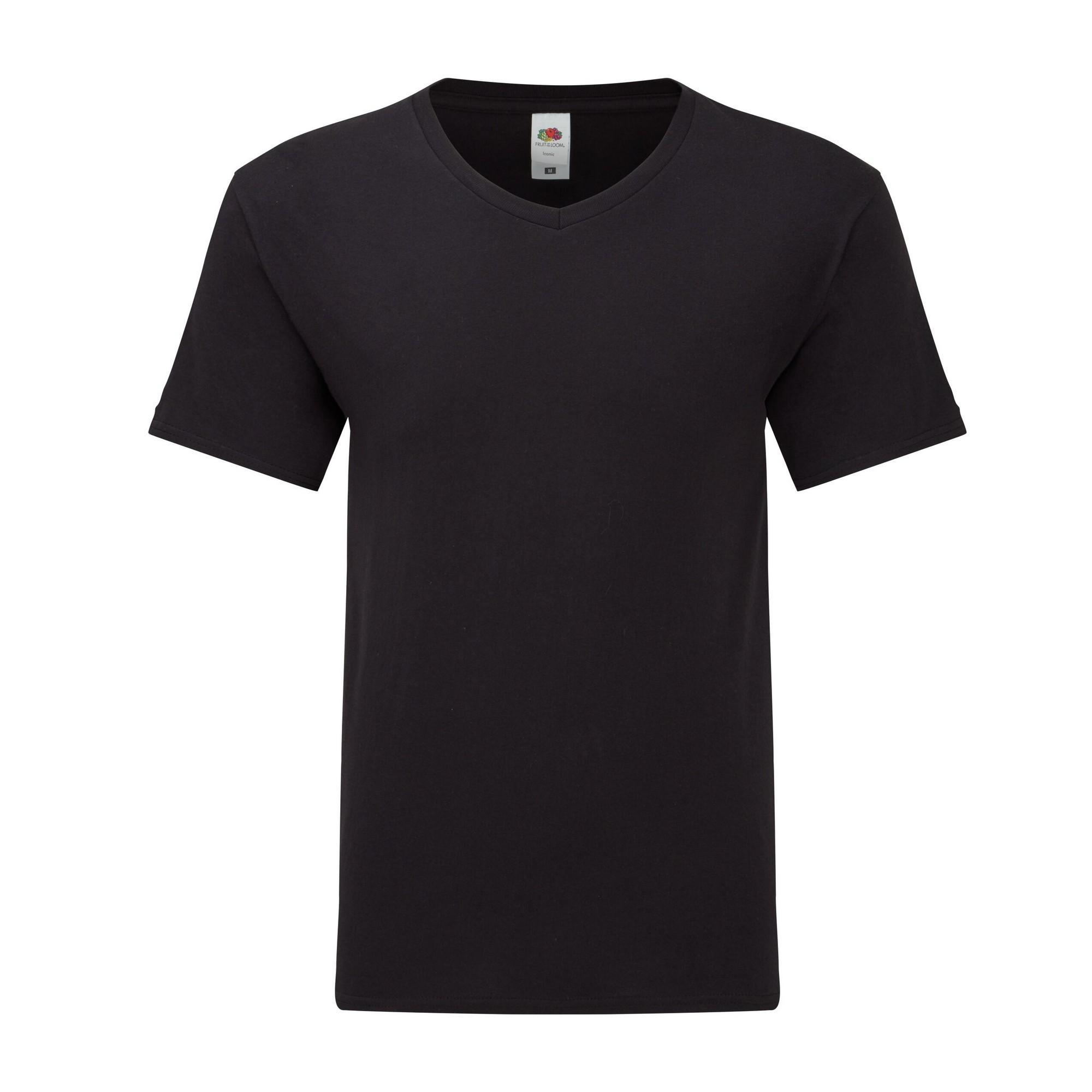 Fruit Of The Loom Unisex Adult Iconic V Neck T-Shirt S zwart