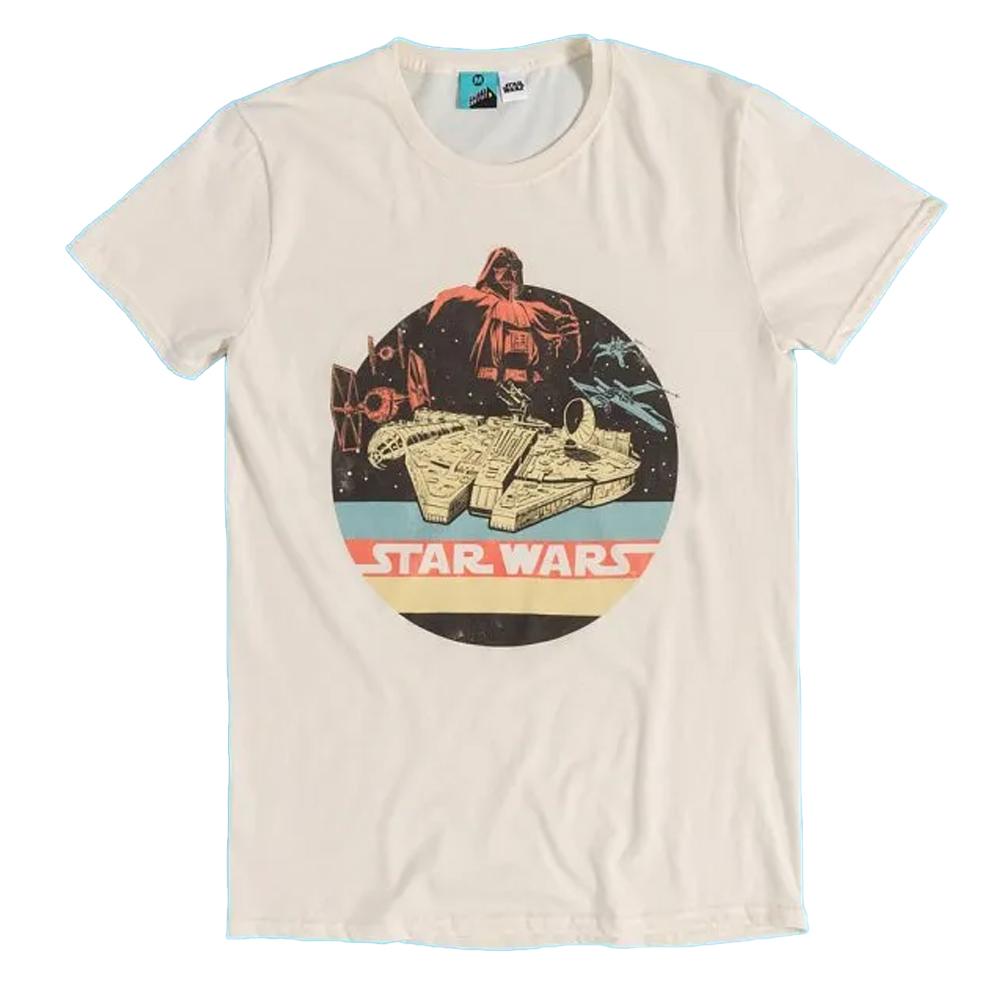 Star Wars Mens Space Scene Retro T-Shirt S natuurlijk