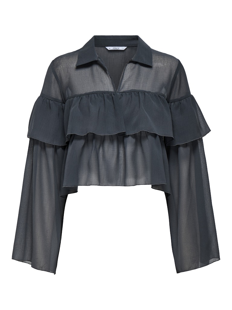 Only Onlsuzzi ls frill tie top ox wvn antraciet