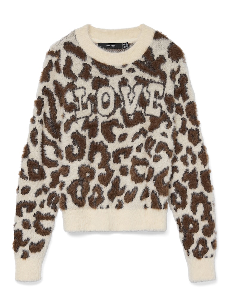 Vero Moda Vmjungle ls o-neck pullover boo ecru dessin
