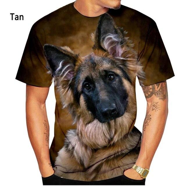 ETST 07 Heren Dames Zomermode Duitse Herder 3D Printing T-shirt Casual Hondenshirt met korte mouwen Tops 6XL