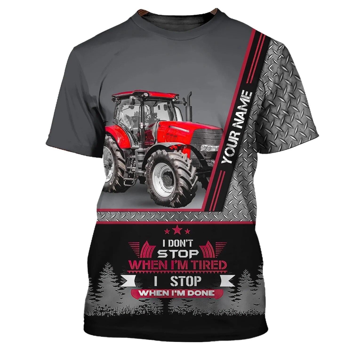ETST WENDY 005 Nieuwe Zomer Tij Tractor Patroon Mannen T-shirts Casual 3D Print Tees Hip Hop Persoonlijkheid Ronde Hals Korte Mouw Sneldrogende tops Asian size M