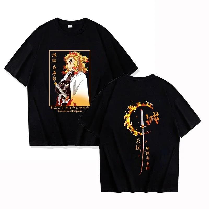 Continuously T-shirt Heren Rengoku Kyoujurou Anime Print Korte Mouw T-shirt Casual Ronde Hals Zomer Unisex Top Oversized T-shirt Grafische T-shirts XS
