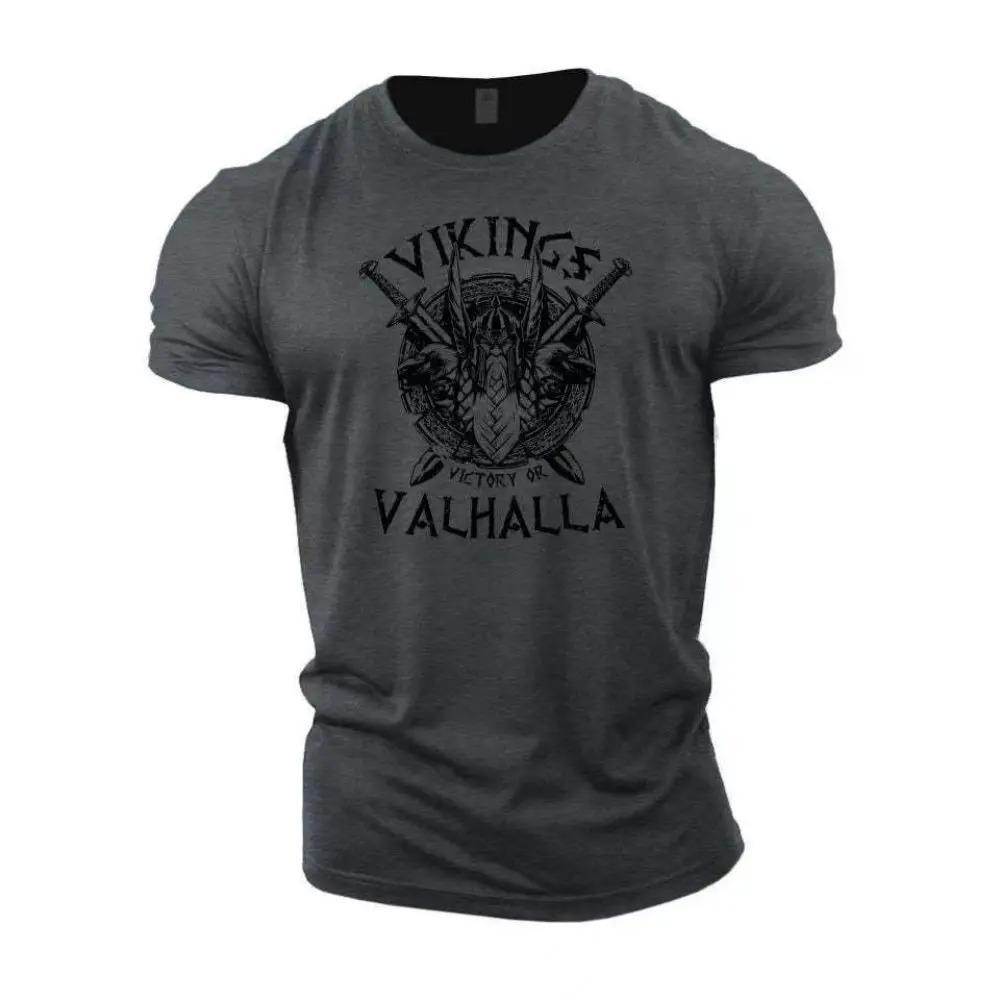 ETST 011 Nieuwe zomer heren T-shirt katoenen fitness sport T-shirt Vikings T-shirt plus size heren top mode ademend shirt voor top 6XL