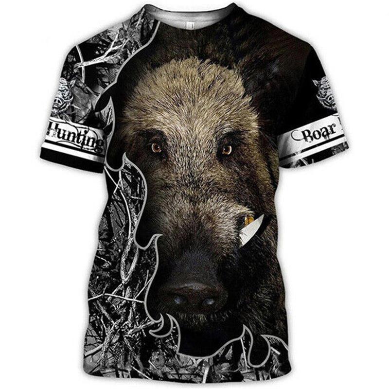 ETST 07 Camo Hunting Animals Wild Boar Dames Heren T-shirt 3D Print Korte Mouw Tee Tops Casual O Hals Streetwear T-shirts Hombre Ropa XL