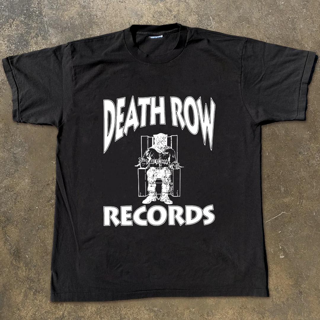 ZheXiong TEE DEATH ROW RECORDS Short Sleeve Hip Hop Rap Baggy Men's Cotton Crew Neck T-shirt Men Clothes Fashion Loose Tops Breathable Tee 4XL