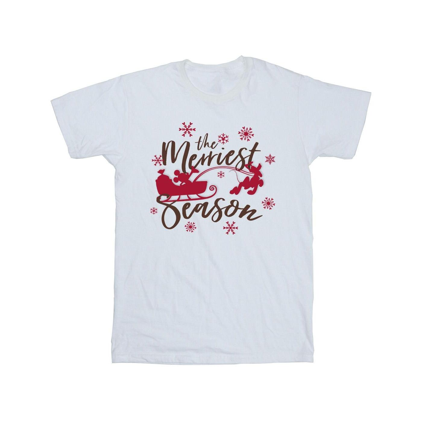 Disney Mens Mickey Mouse Sleigh Cotton T-Shirt L