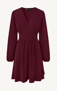 The Musthaves V-hals Jurk Strik Detail Burgundy