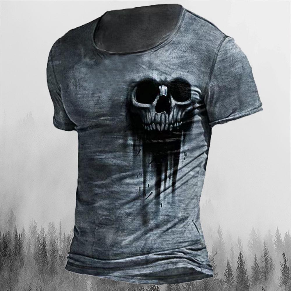 Transmission of love Mannen T-shirts Zomer 3d Vintage Horror Schedel Top Hip Hop Rock Streetwear O-hals Korte Mouw Tee Oversized T-shirt Mannelijke kleding 5XL