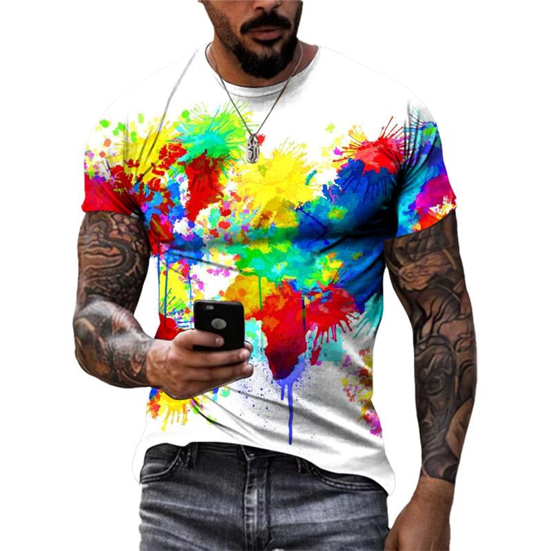 ETST WENDY 05 Zomer Nieuwe Mode Kleur Graffiti Mannen T-shirt 3D Trend Persoonlijkheid Hip Hop Harajuku Afdrukken Ronde Hals Korte Mouw Tees tops XL
