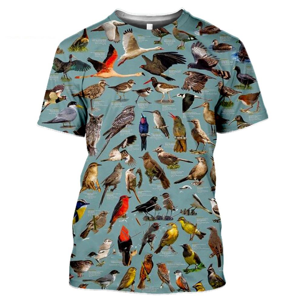 Xin nan zhuang Zomer Mode Allerlei Vogels T-shirt voor Mannen Leuke Trend Persoonlijkheid Gedrukt Ronde Hals Tees Hip Hop Harajuku streetwear Top XXXL