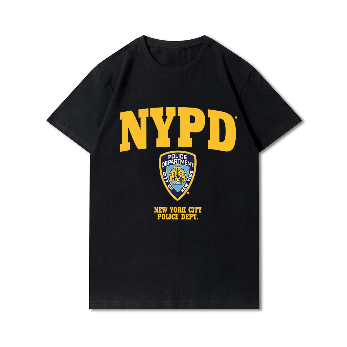 FT T Shirts Plus Size Hip Hop Streetwear Heren T-shirts NYPD Bedrukt Harajuku T-shirt Katoen Casual Tops Zomer Korte Mouwen T-shirts XXL zwart