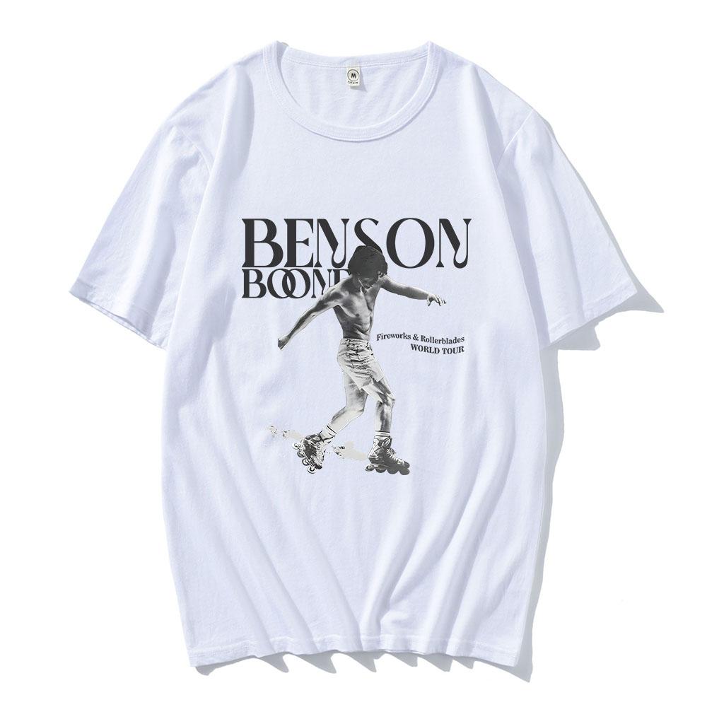 Planet clothing wholesale 2024 Tour Singer Benson Boone T-shirts Album Fireworks and Rollerblades Graphic Tees Summer Cotton Short Sleeve Tshirts Men Tees S wit