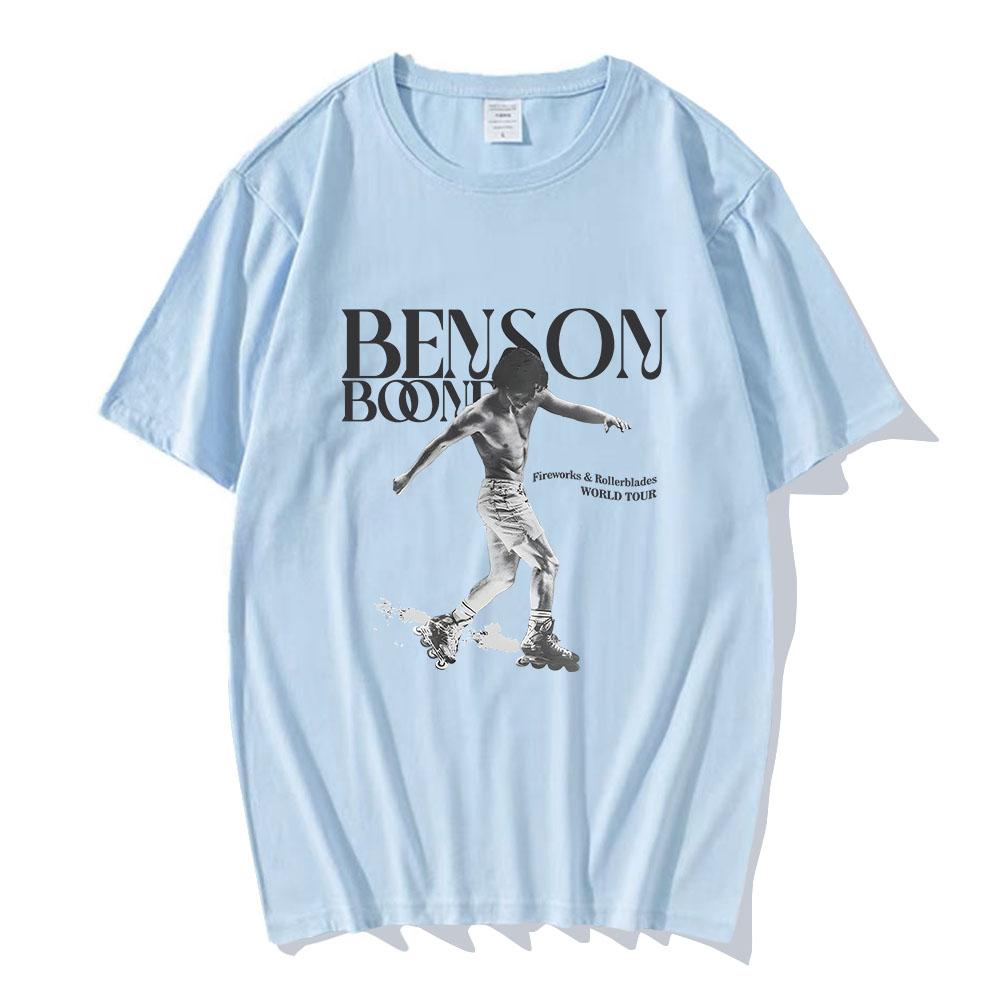 Planet clothing wholesale 2024 Tour Singer Benson Boone T-shirts Album Fireworks and Rollerblades Graphic Tees Summer Cotton Short Sleeve Tshirts Men Tees XS