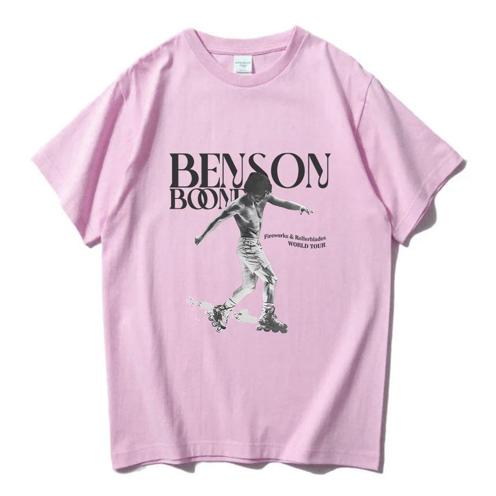 Planet clothing wholesale 2024 Tour Singer Benson Boone T-shirts Album Fireworks and Rollerblades Graphic Tees Summer Cotton Short Sleeve Tshirts Men Tees M roze